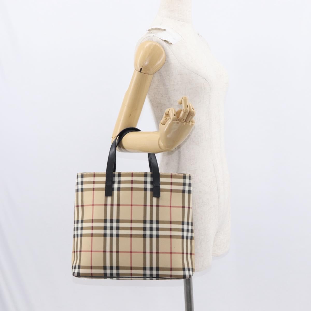 Burberry Top Handle Tote Nova Check Canvas, BEIGE, CANVAS, Handbag