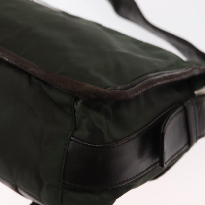 Prada Double Buckle Flap Messenger Bag Tessuto, Khaki, Nylon, Shoulder Bag