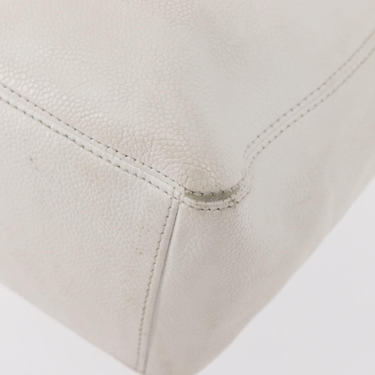 Chanel Vintage Wooden Ring Tote Caviar, WHITE, LEATHER, Tote bag