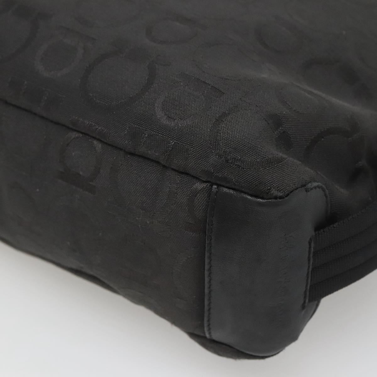 Salvatore Ferragamo Gancini Shoulder Bag Canvas, BLACK, CANVAS, Shoulder bag