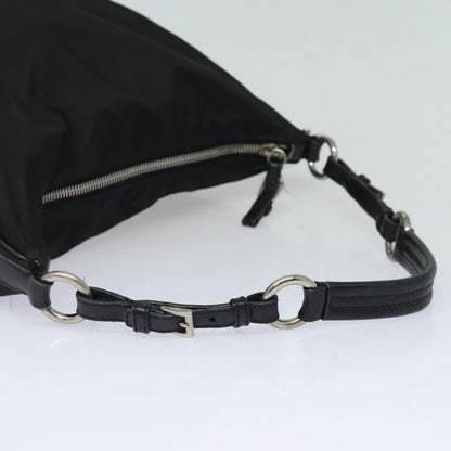 Prada Zip Hobo Tessuto with Leather, BLACK, NYLON, Shoulder bag