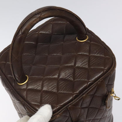 Chanel Vanity pouch Leather, BROWN, LEATHER, Toiletry Case