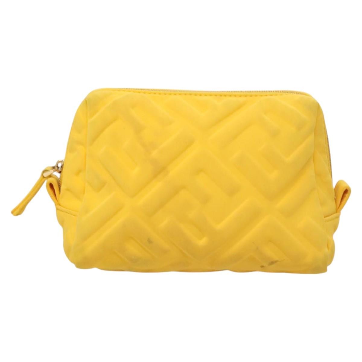 Fendi Vintage Toiletry Pouch Nylon, YELLOW, NYLON, Clutche & pouche