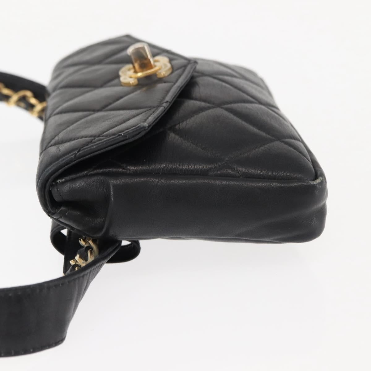 Chanel Vintage CC Flap Waist Bag Quilted Lambskin, BLACK, LEATHER, Shoulder bag