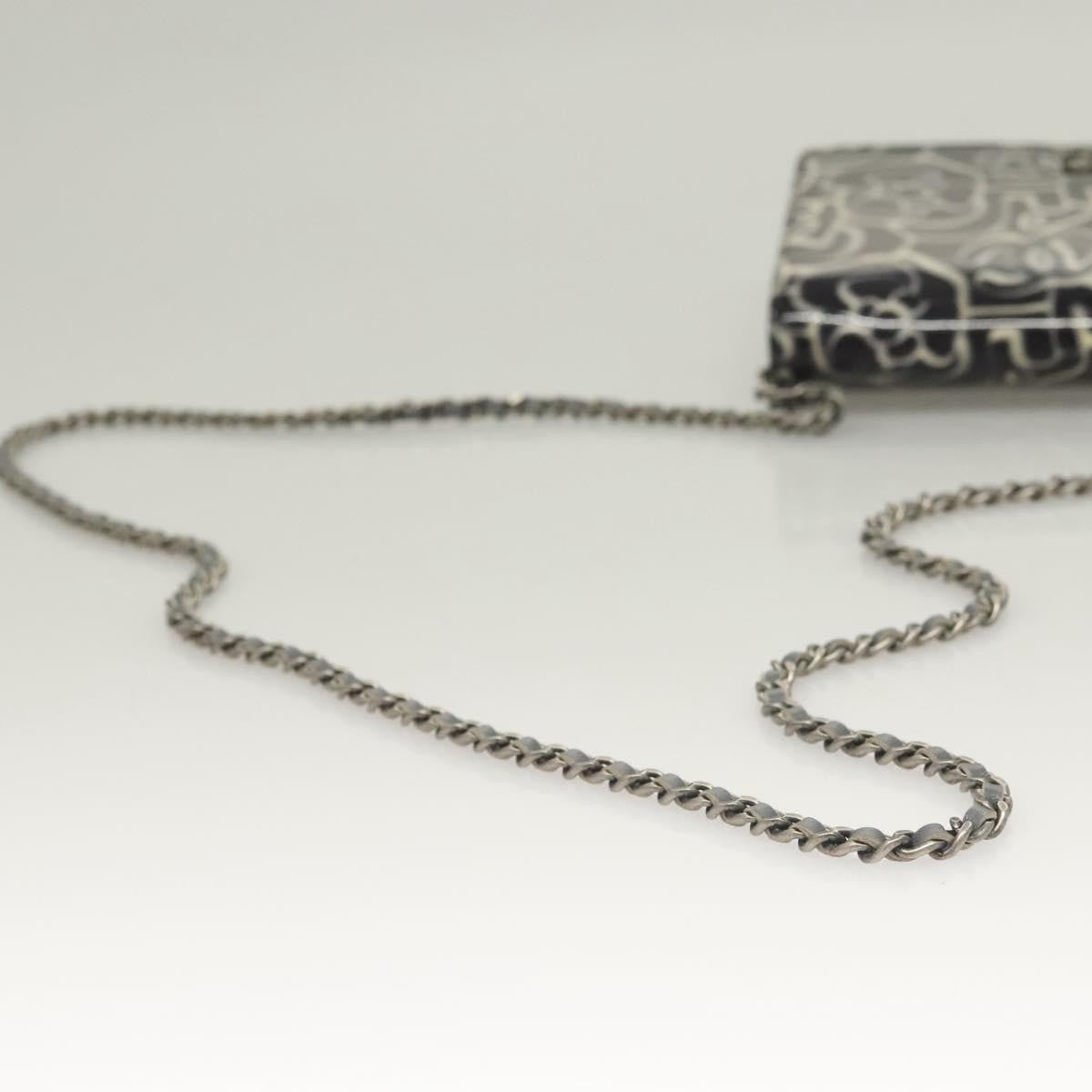 Chanel Wallet on Chain Camellia Patent, GRAY, PATENT_LEATHER, Shoulder bag