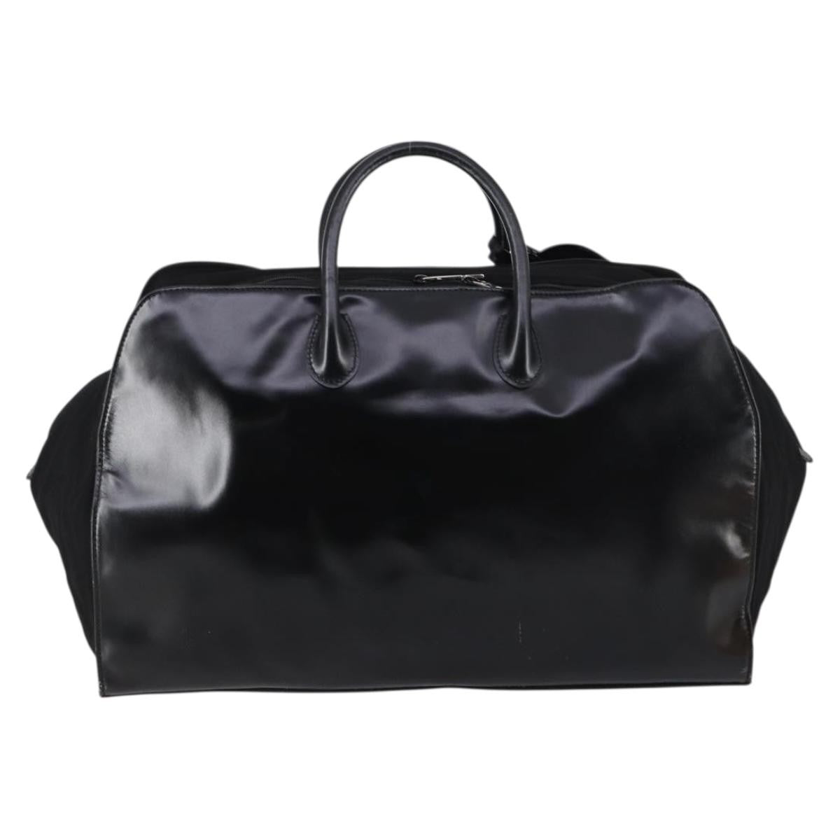 Gucci Travel Boston Bag Leather with Nylon, BLACK, LEATHER, Travel bag