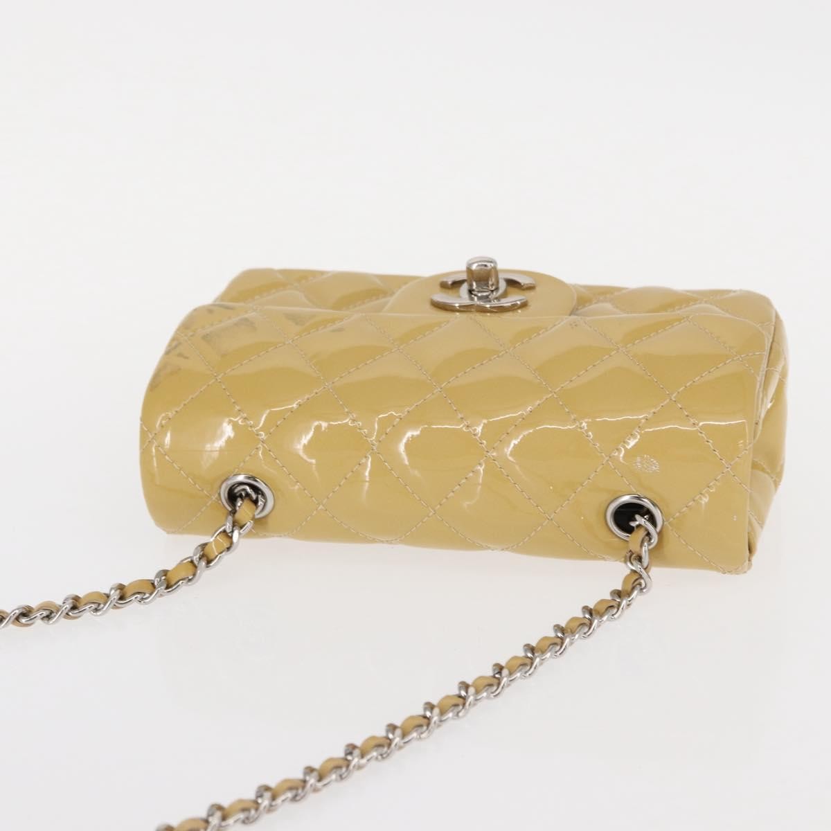 Chanel Vintage Classic Single Flap Bag Quilted Patent, YELLOW, PATENT_LEATHER, Shoulder bag