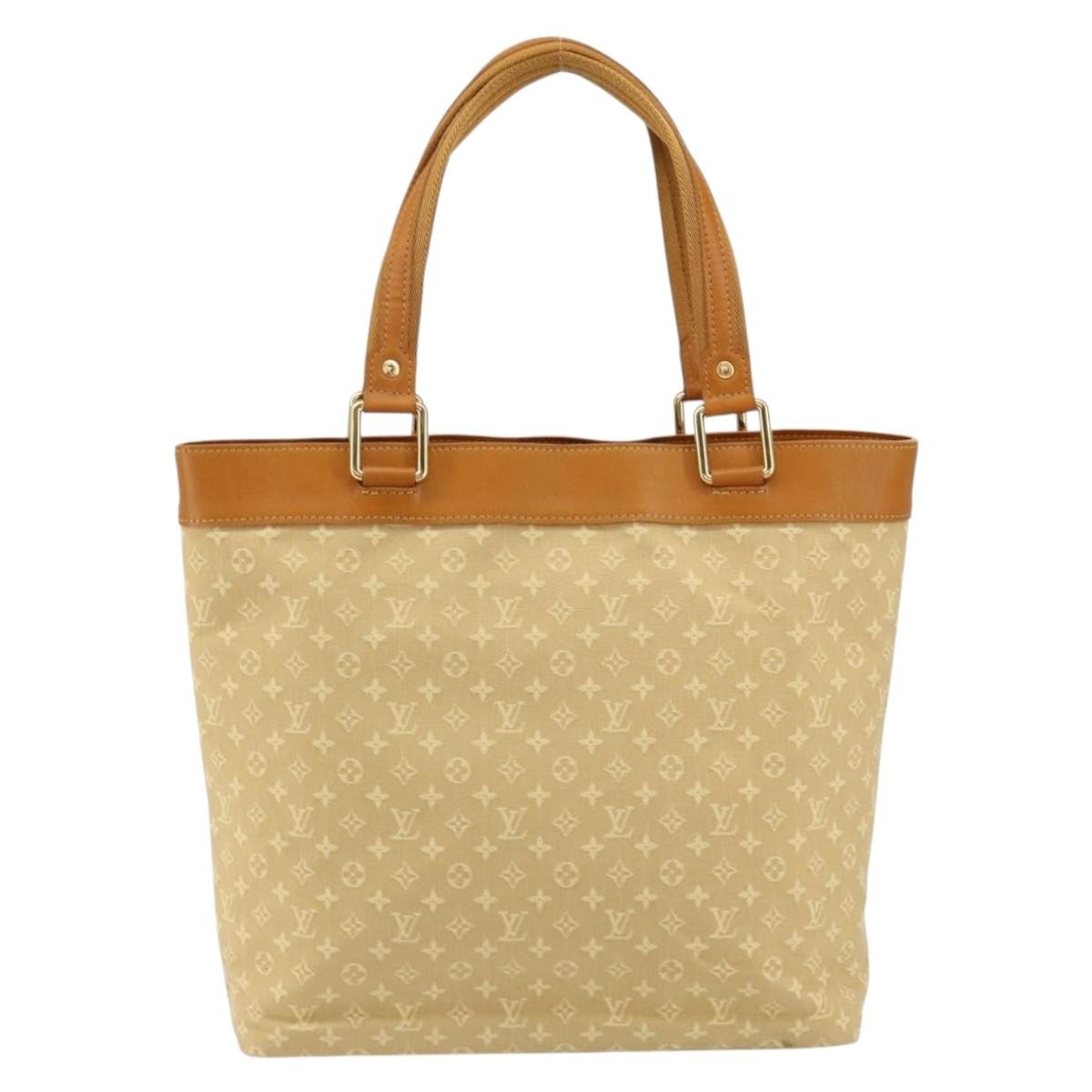 Louis Vuitton Lucille Handbag Mini Lin, BEIGE, CANVAS, Tote bag
