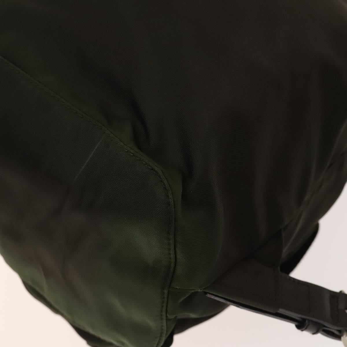 Prada Double Pocket Drawstring Backpack Nylon with Studded Detail, KHAKI, NYLON, Backpack