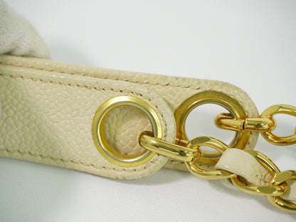 Chanel Vintage Shoulder Bag Leather, ECRU, LEATHER, Shoulder bag