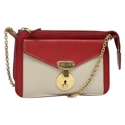 Celine Shoulder Bag Leather, RED, LEATHER, Shoulder bag