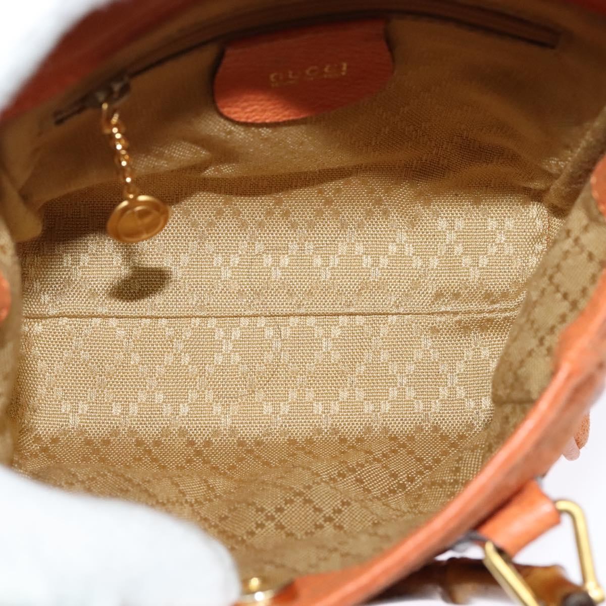 Gucci Vintage Bamboo Front Pocket Tote Suede, ORANGE, SUEDE, Tote bag