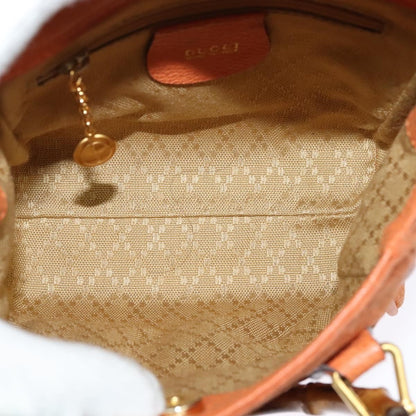 Gucci Vintage Bamboo Front Pocket Tote Suede, ORANGE, SUEDE, Tote bag