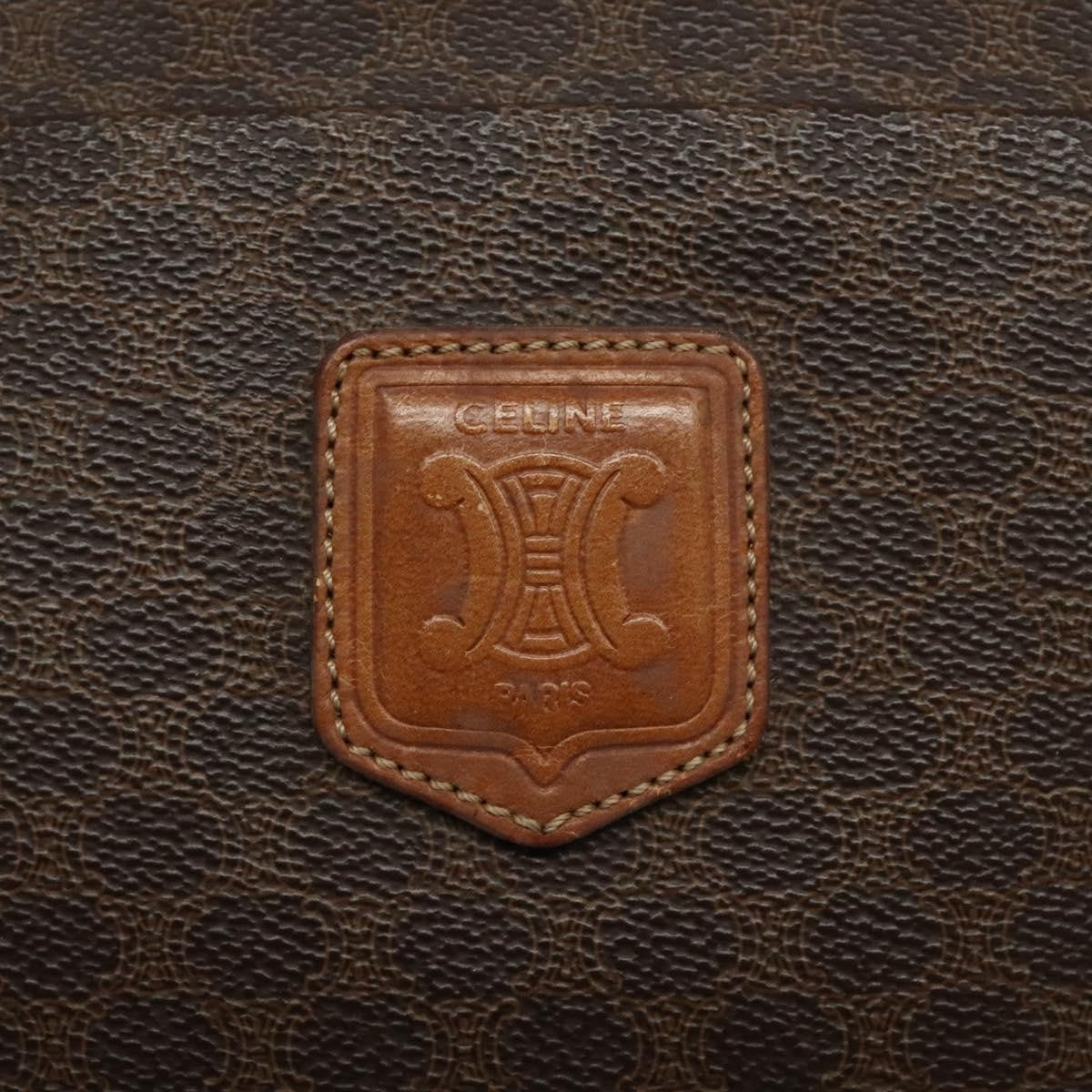 Celine Vintage Macadam Handbag Leather, BROWN, LEATHER, Handbag