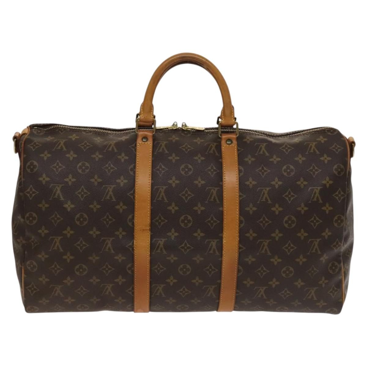 Louis Vuitton Keepall Bandouliere Bag Monogram Canvas, BROWN, CANVAS, Travel bag