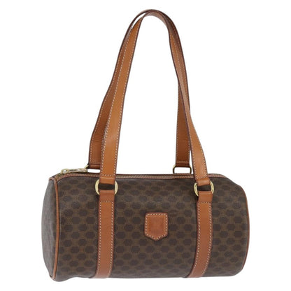 Celine Vintage Macadam Shoulder Bag Canvas and Leather, BROWN, CANVAS, Shoulder bag