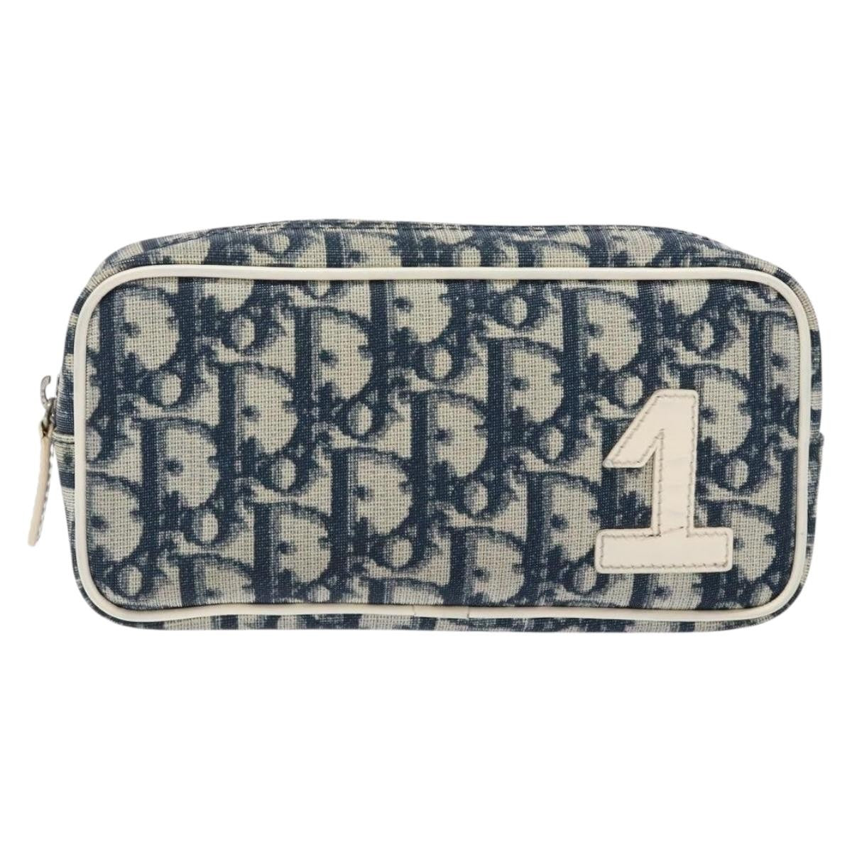 Christian Dior Vintage Trotter Pouch Diorissimo Canvas, NAVY, CANVAS, Clutche & pouche