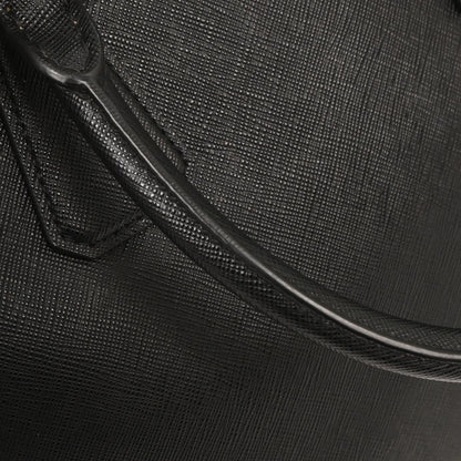 Prada Convertible Zip Around Briefcase Saffiano Leather, BLACK, LEATHER, Handbag