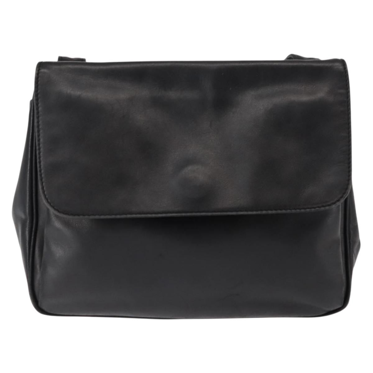 Celine Circle logo Leather, BLACK, LEATHER, Shoulder bag