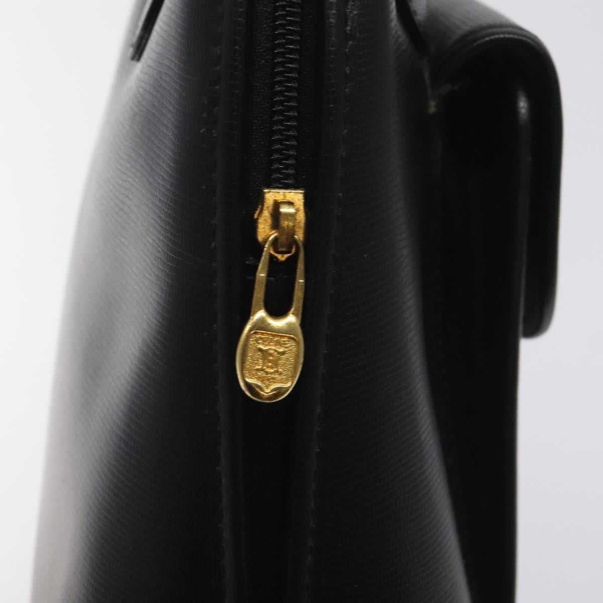 Celine Circle Logo Handbag Leather, BLACK, LEATHER, Handbag