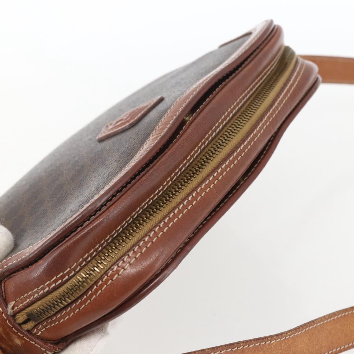 Celine Vintage Macadam Shoulder Bag Canvas and Leather, BROWN, CANVAS, Shoulder bag