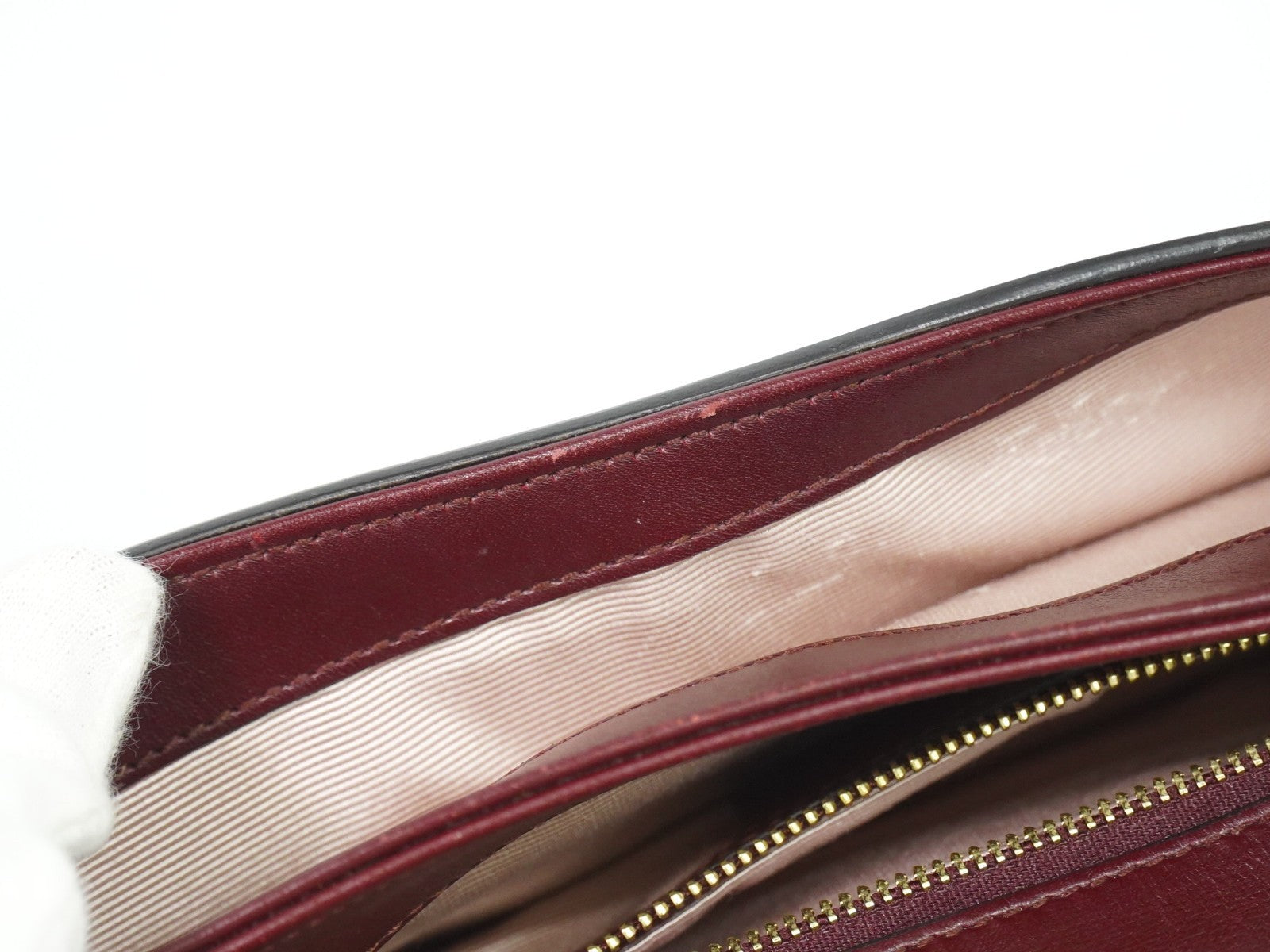 Gucci Arli Shoulder Bag Leather, BURGUNDY, LEATHER, Shoulder bag