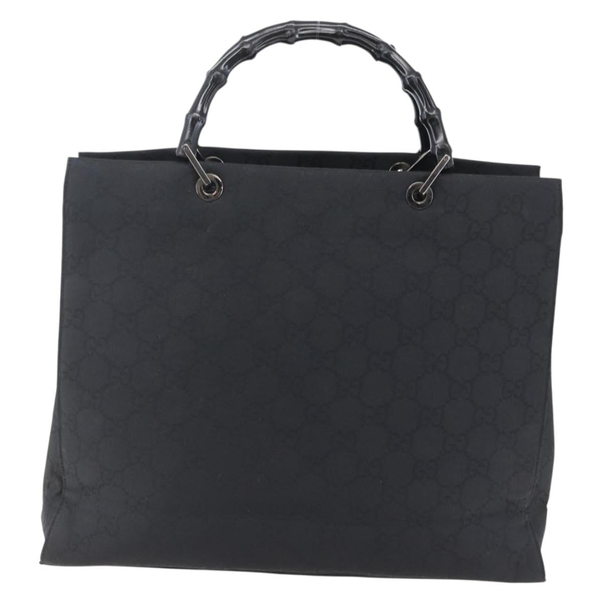 Gucci Vintage Bamboo Handle Tote GG Nylon, BLACK, NYLON, Tote bag