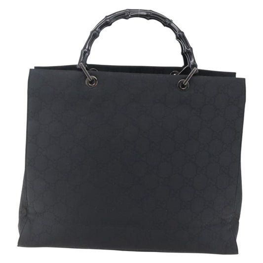 Gucci Vintage Bamboo Handle Tote GG Nylon, BLACK, NYLON, Tote bag