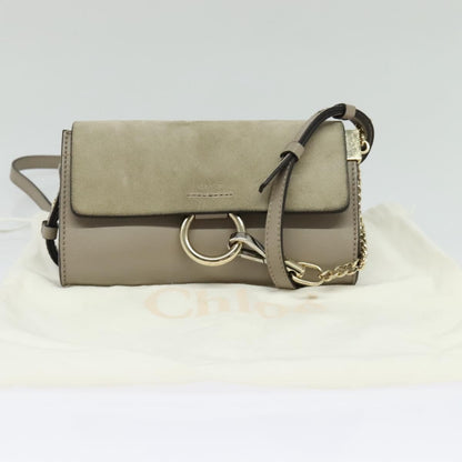 Chloe Faye Shoulder Bag Leather and Suede, BEIGE, SUEDE, Shoulder bag