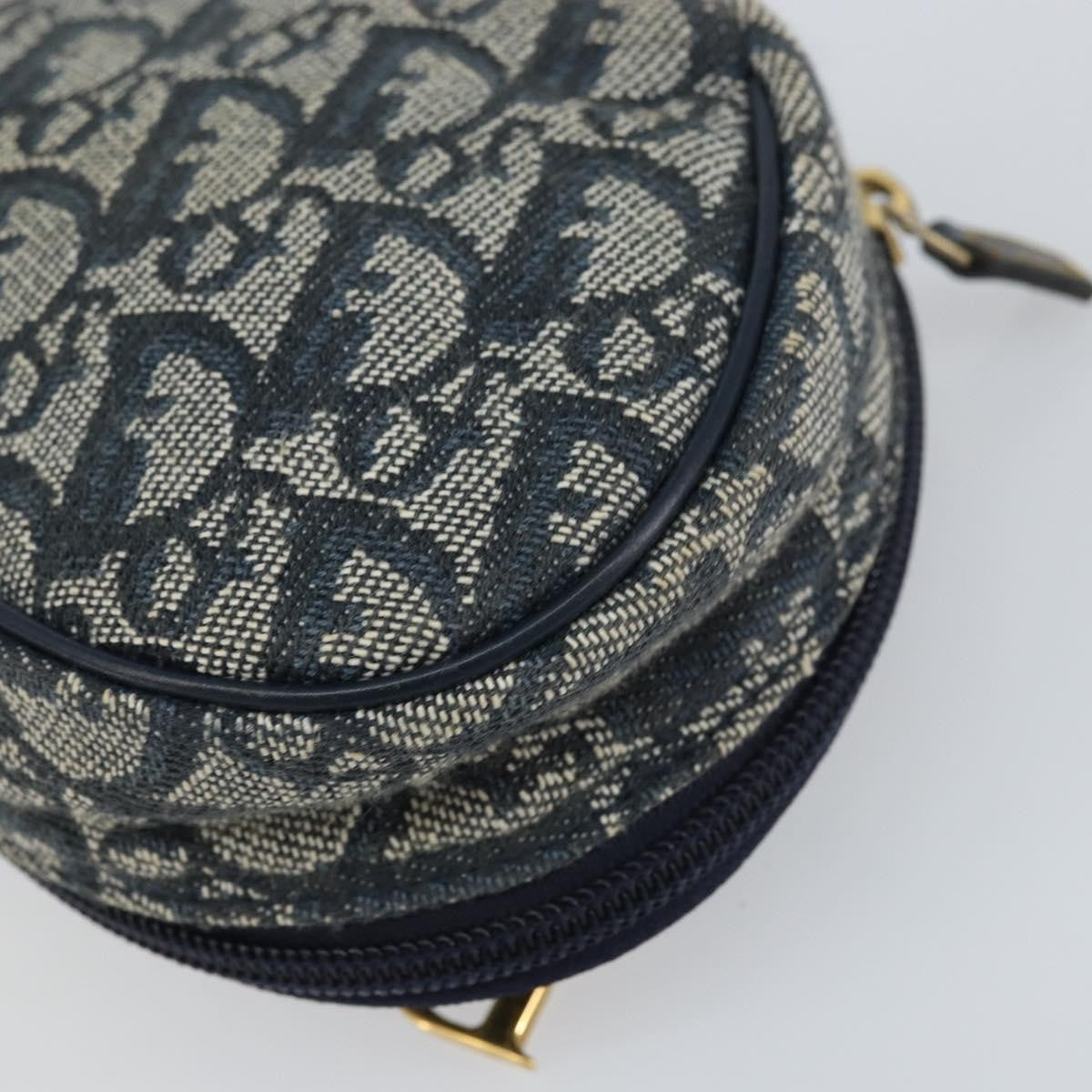 Christian Dior Vintage Saddle Coin Purse Diorissimo Canvas, NAVY, CANVAS, Clutche & pouche