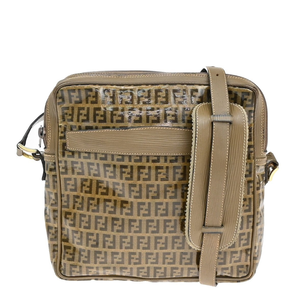 Fendi Camera Case Pattern Zucca, BROWN, CANVAS, Shoulder bag