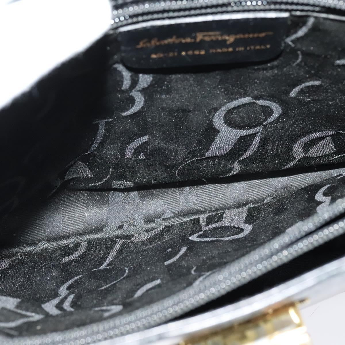 Salvatore Ferragamo Gancini Shoulder Bag Leather, BLACK, LEATHER, Shoulder bag