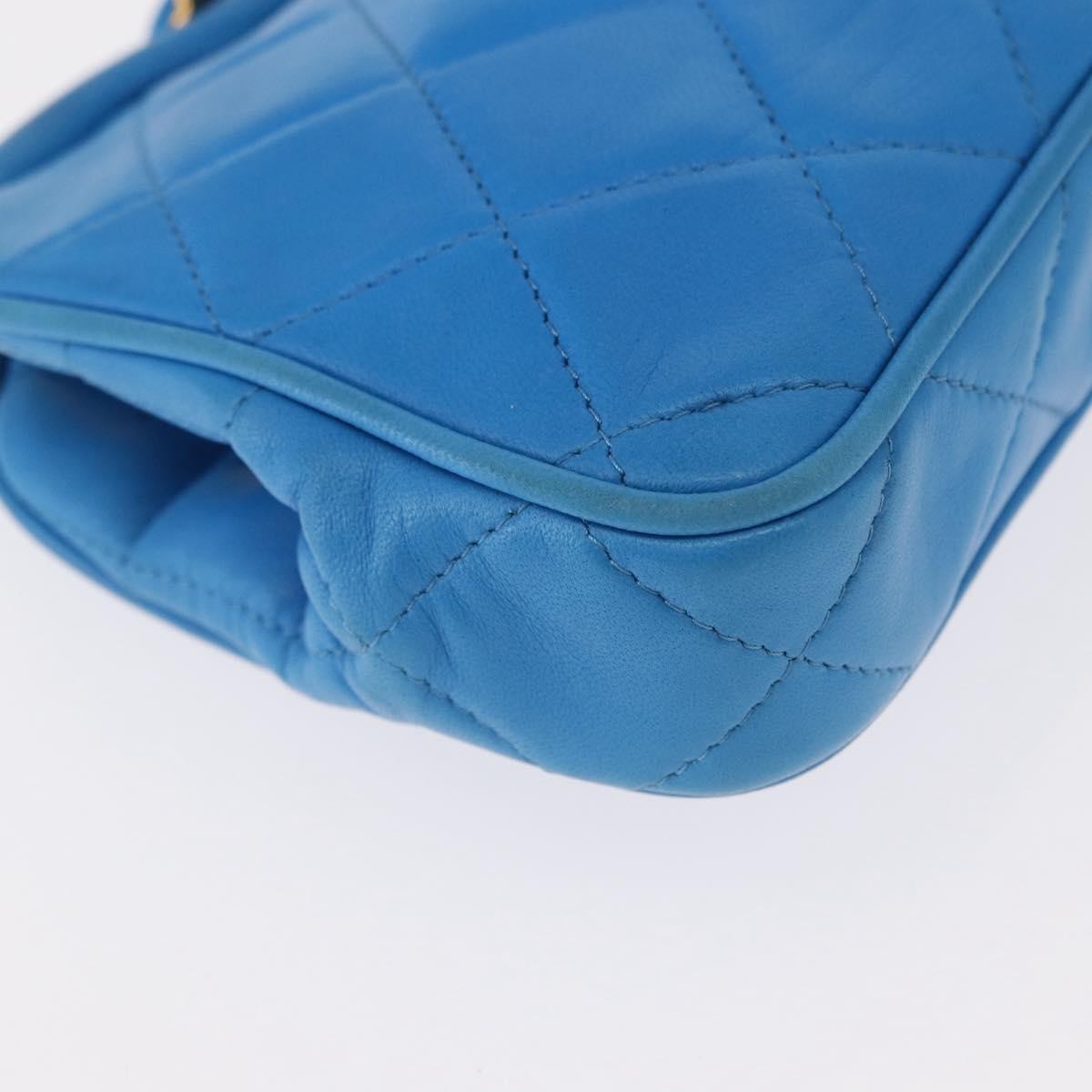 Chanel Vintage Diamond CC Tassel Waist Bag Quilted Lambskin, BLUE, LEATHER, Clutche & pouche