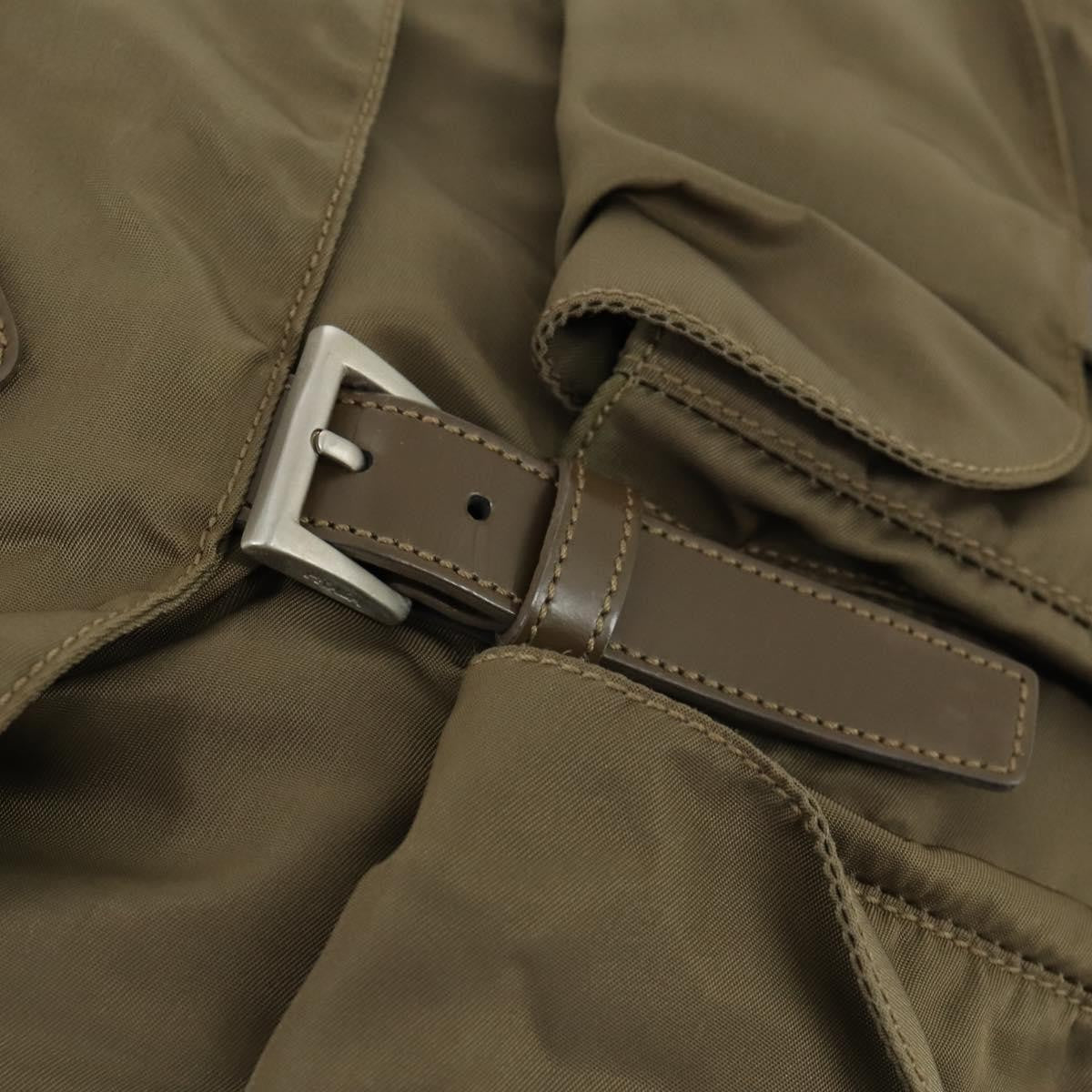Prada Vela Double Front Pocket Backpack Tessuto with Saffiano Leather, KHAKI, NYLON, Backpack