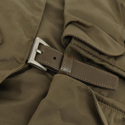 Prada Vela Double Front Pocket Backpack Tessuto with Saffiano Leather, KHAKI, NYLON, Backpack