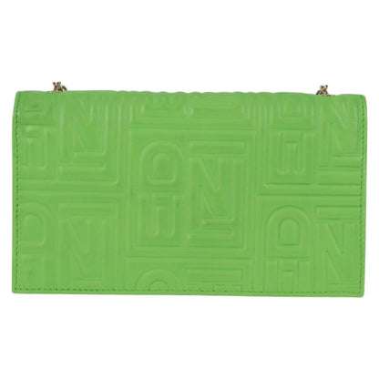 Fendi Wallet on Chain Logo Embossed Leather, GREEN, LEATHER, Wallets