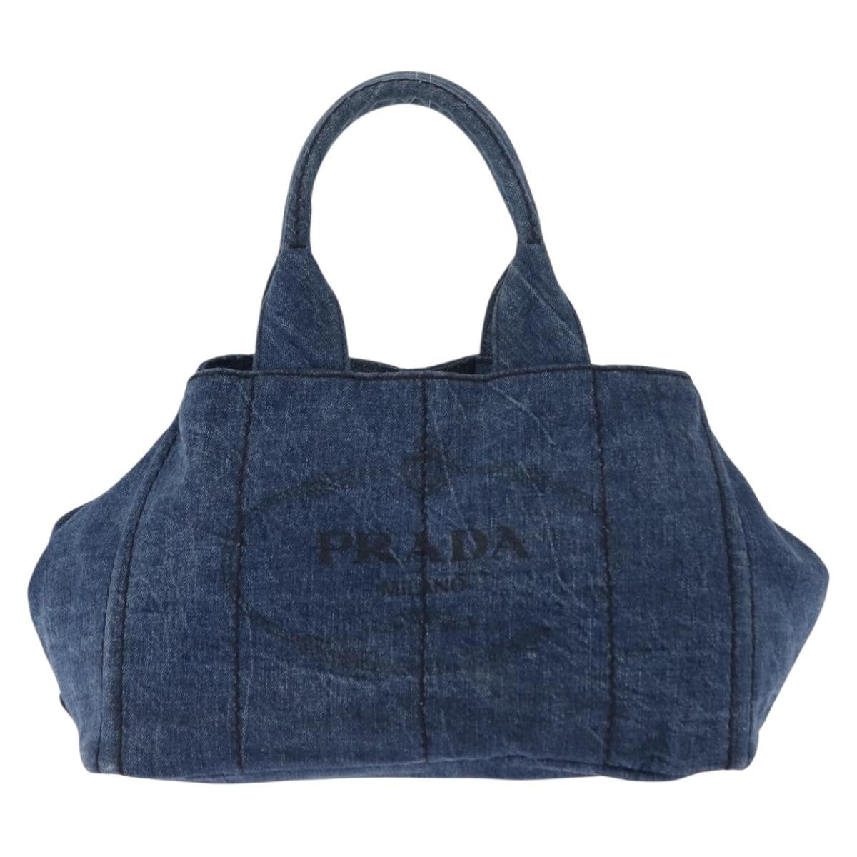 Prada Canapa Convertible Tote Denim, BLUE, DENIM_JEANS, Tote bag