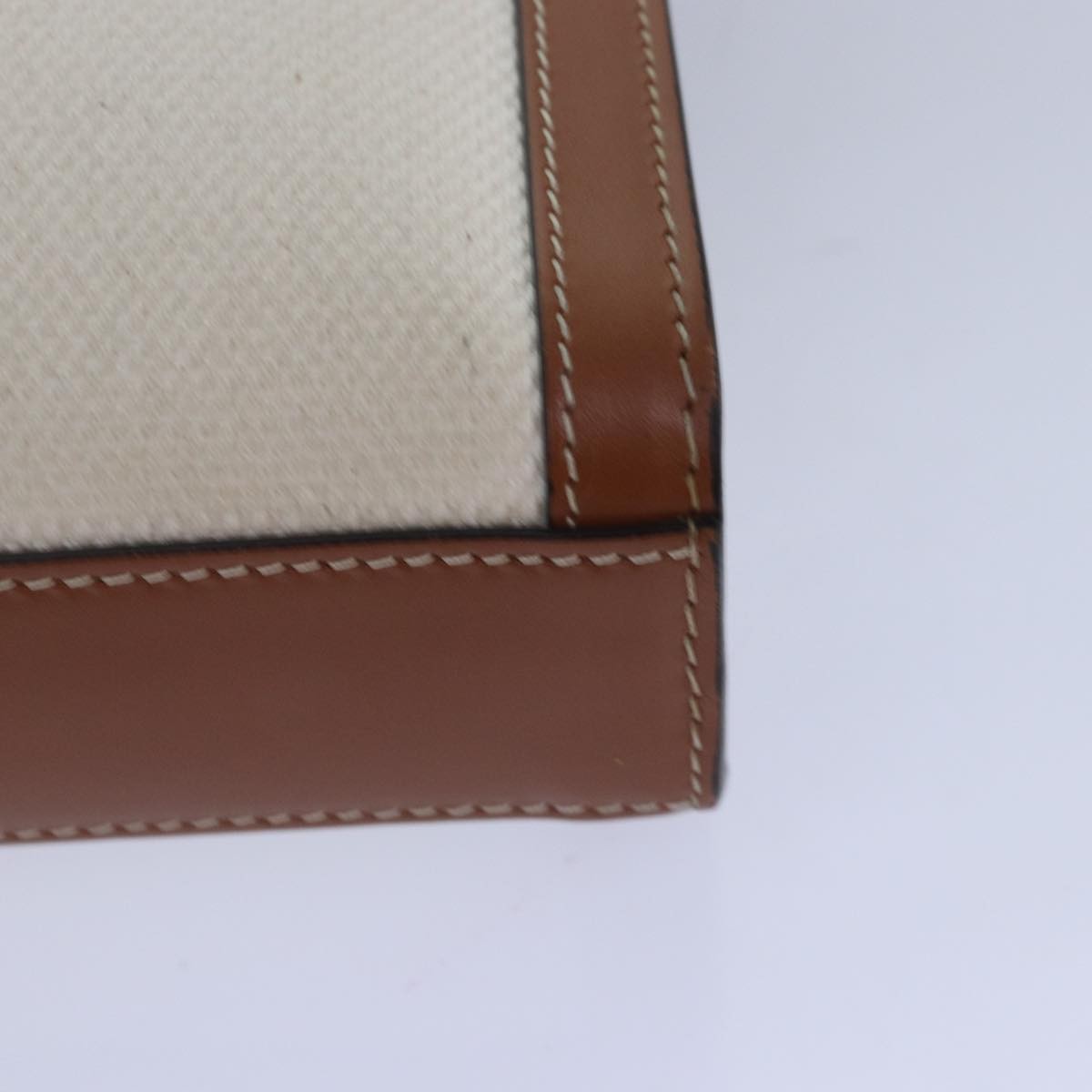 Celine Vertical Cabas Tote Canvas with Leather, WHITE, CANVAS, Handbag