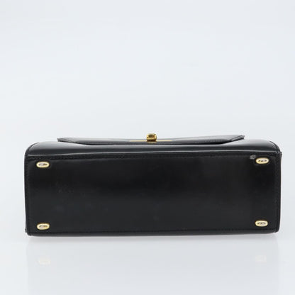 Celine Vintage Convertible Turnlock Top Handle Bag Leather, BLACK, LEATHER, Handbag