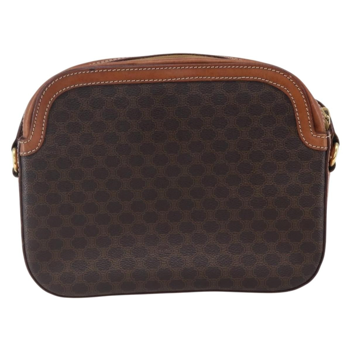 Celine Vintage Macadam Shoulder Bag Canvas and Leather, BROWN, CANVAS, Shoulder bag