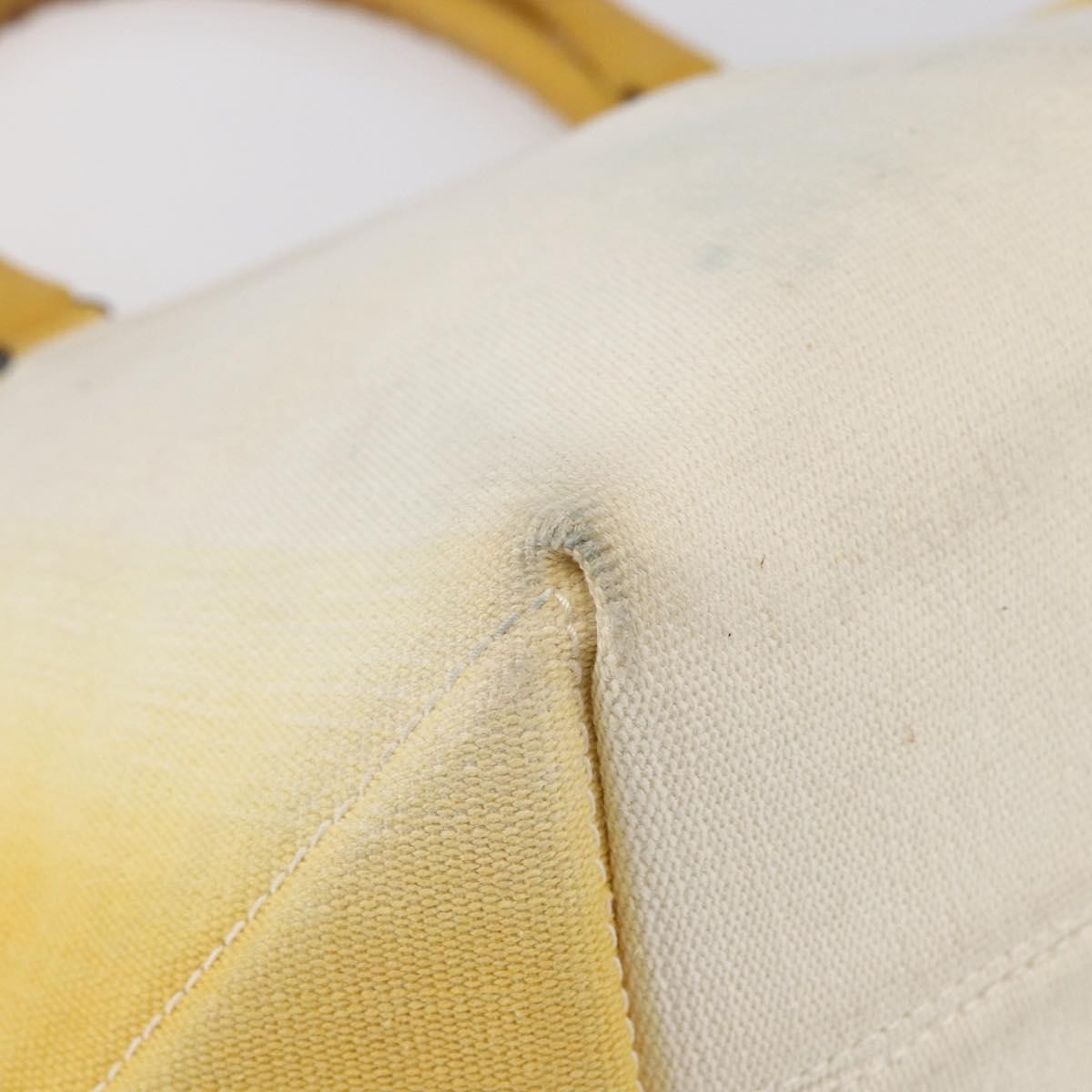 Bottega Veneta Braided Handle Open Tote Bag Canvas with Leather, YELLOW, CANVAS, Tote bag