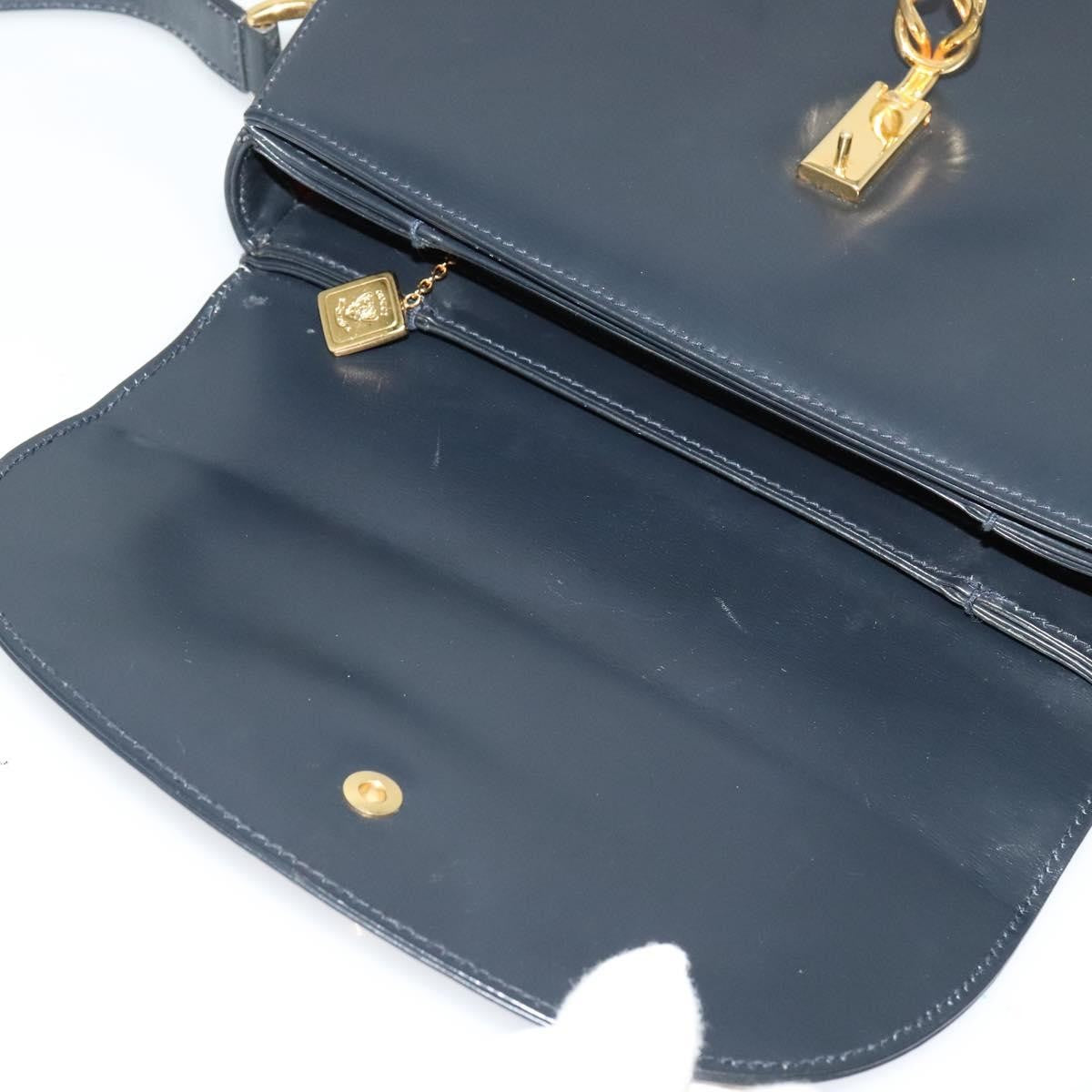 Gucci Vintage Flap Crossbody Bag Leather, NAVY, LEATHER, Shoulder bag
