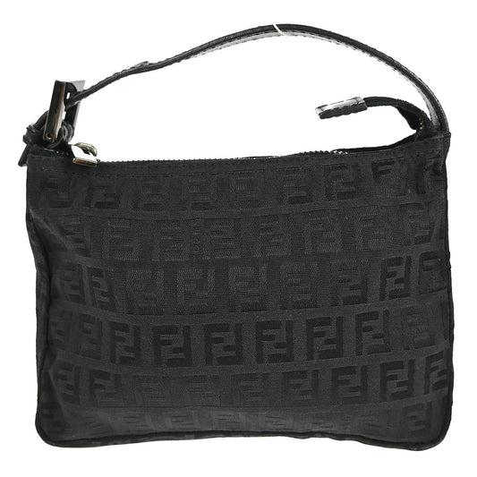 Fendi Belted Pochette Zucca Canvas, BLACK, CANVAS, Clutche & pouche