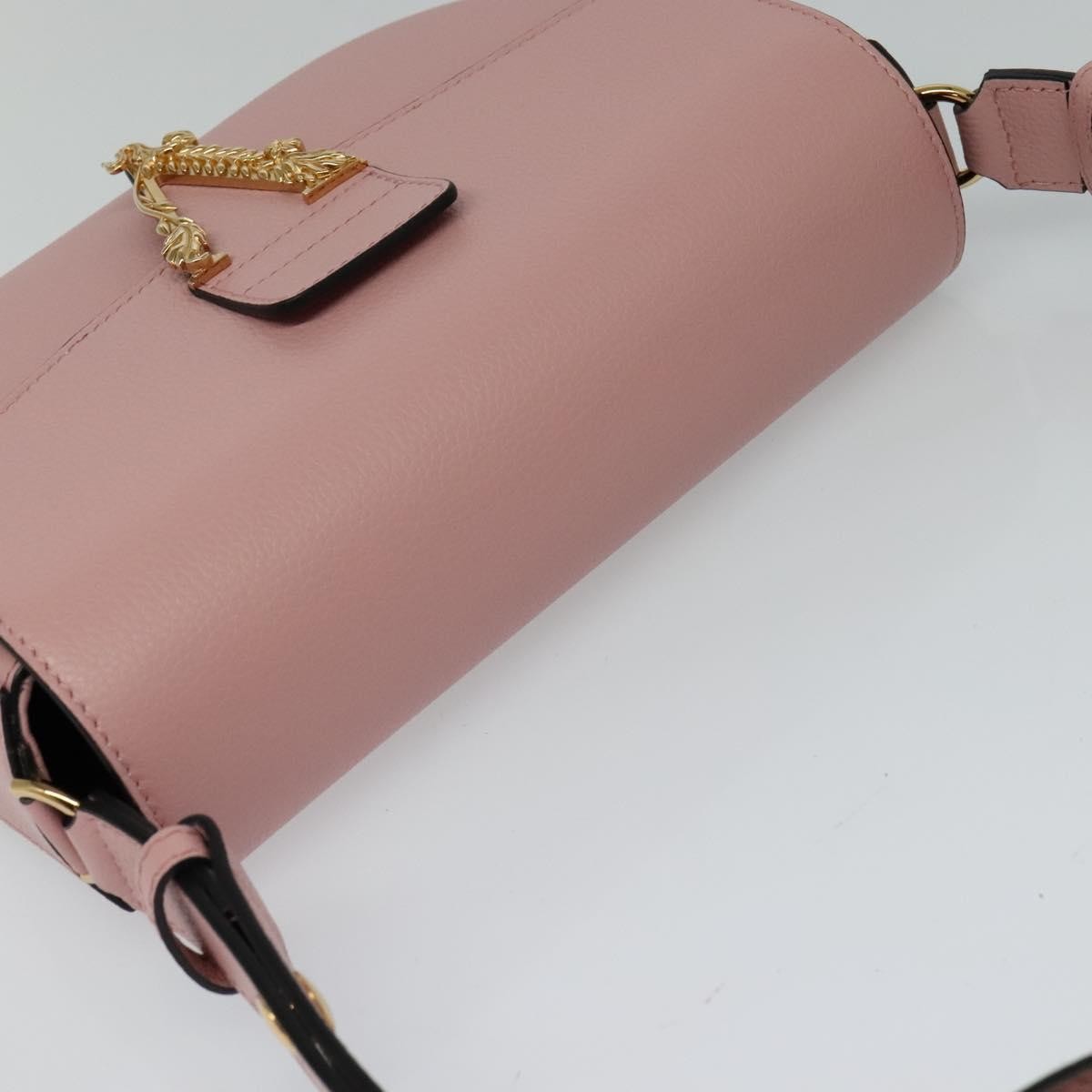 Versace Virtus Flap Messenger Bag Leather, PINK, LEATHER, Shoulder bag