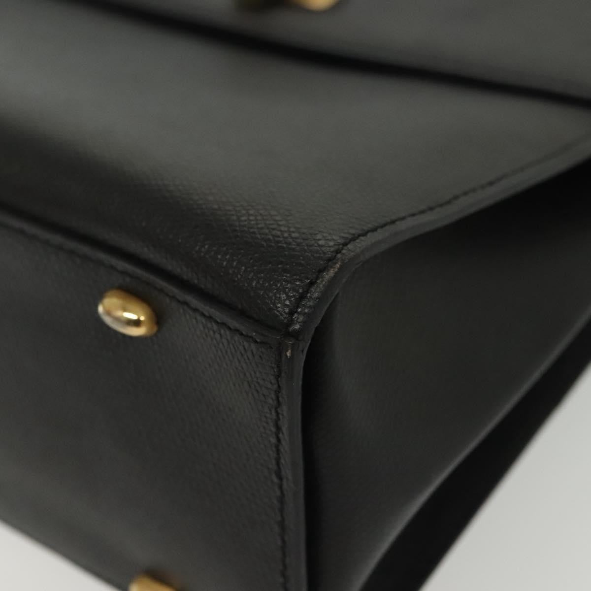 Celine Vintage Convertible Turnlock Top Handle Bag Leather, BLACK, LEATHER, Handbag