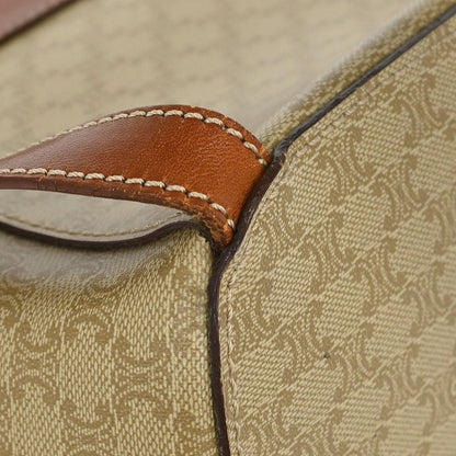 Celine Vintage Macadam Backpack Canvas and Leather, BEIGE, CANVAS, Backpack