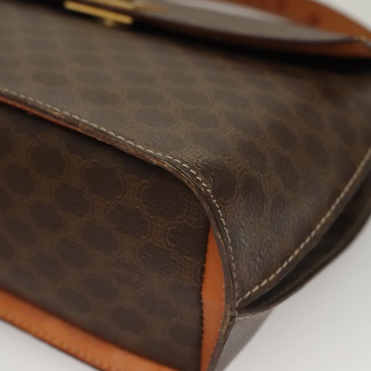 Celine Macadam Handbag Macadam with leather, BROWN, CANVAS, Handbag