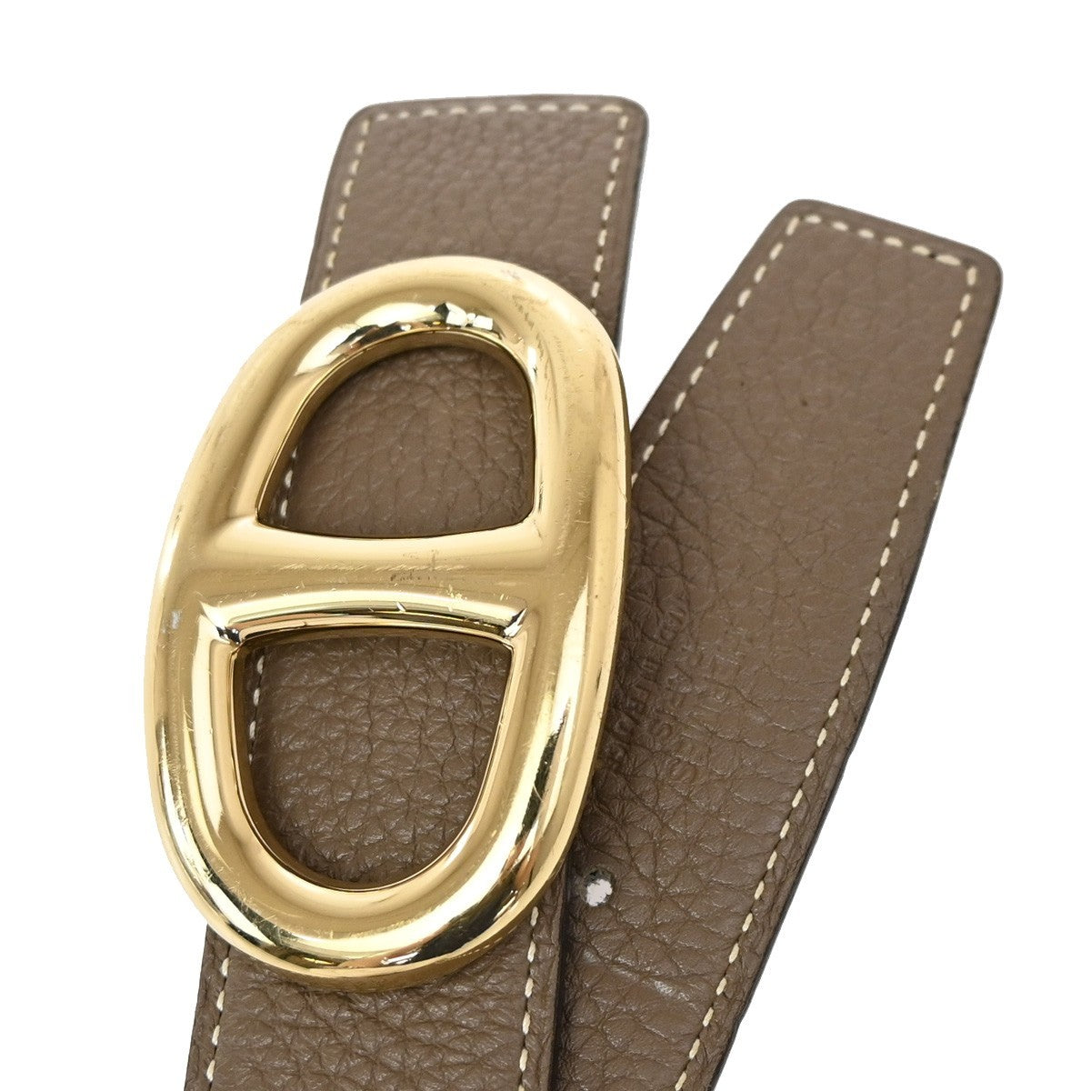 Hermes Chaine D'Ancre Reversible Belt Leather, BROWN, LEATHER, Belts