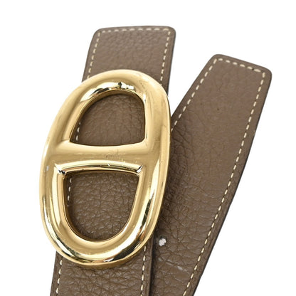 Hermes Chaine D'Ancre Reversible Belt Leather, BROWN, LEATHER, Belts