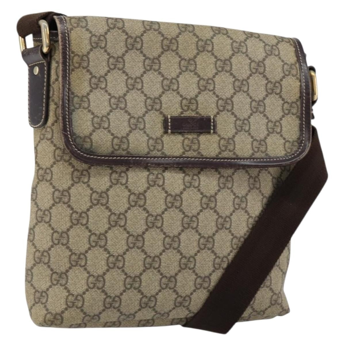 Gucci Flap Messenger GG Coated Canvas, BEIGE, PVC, Shoulder bag